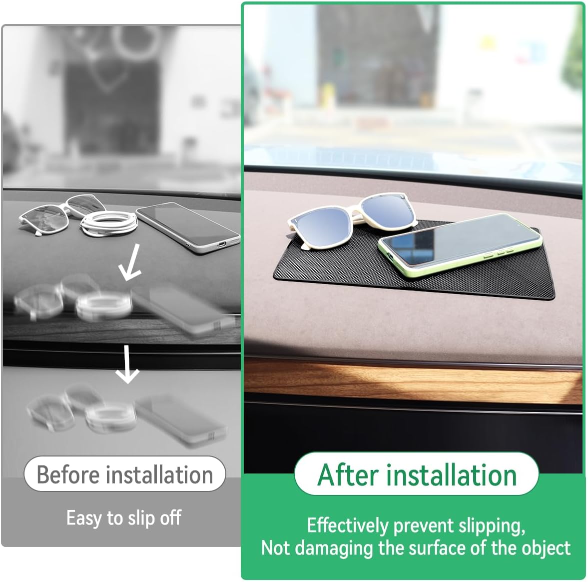 Car Dashboard Anti-Slip Rubber Pad (10.6"X 5.9") 2 Pack