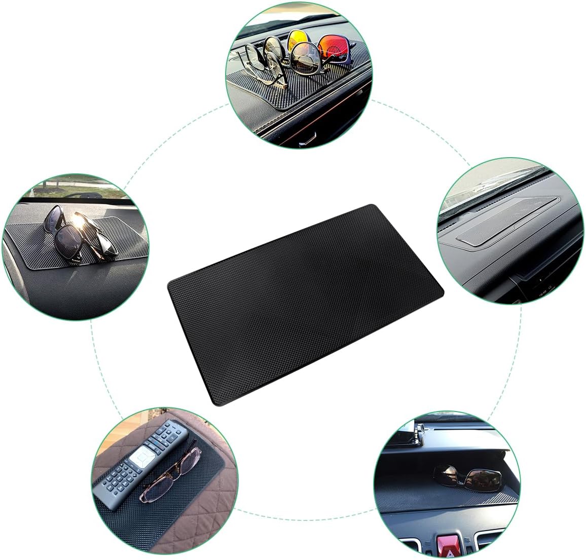 Car Dashboard Anti-Slip Rubber Pad (10.6"X 5.9") 2 Pack