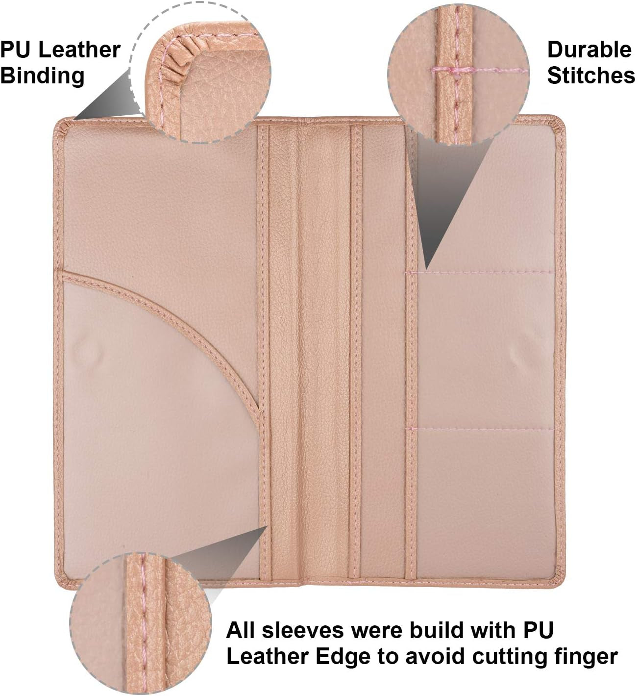 Car Registration and Insurance Rose Gold Color Holder for Vehicle Glove Box Car Organizer with Magnetic Close 