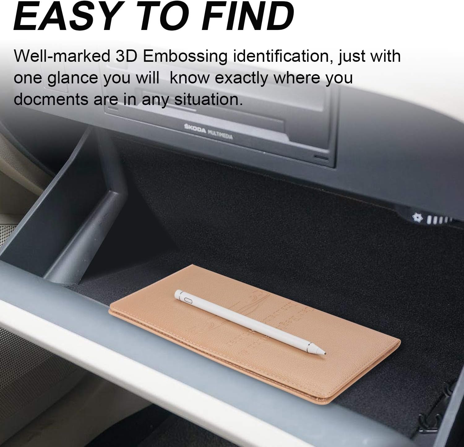Car Registration and Insurance Rose Gold Color Holder for Vehicle Glove Box Car Organizer with Magnetic Close 