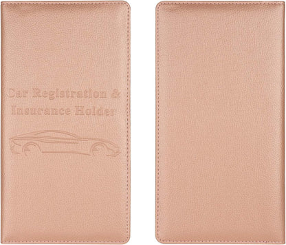 Car Registration and Insurance Rose Gold Color Holder for Vehicle Glove Box Car Organizer with Magnetic Close 