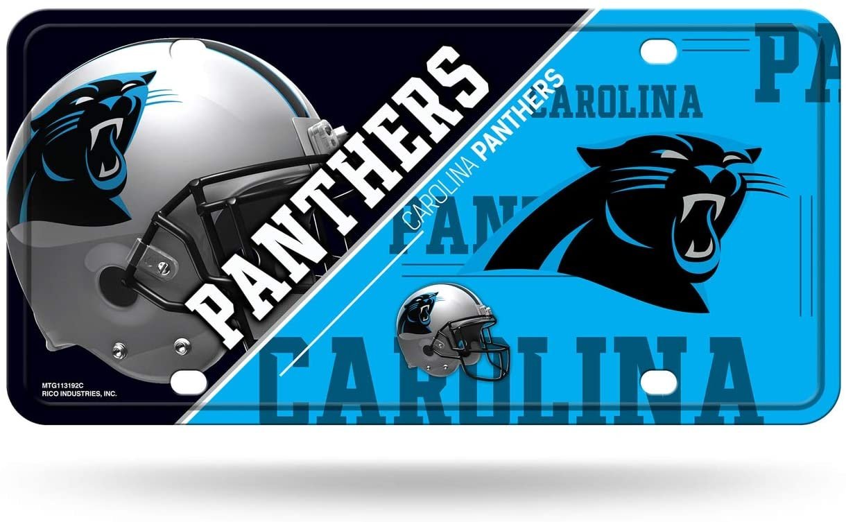 Carolina Panthers Metal Auto Tag License Plate, Split Design, 6x12 Inch