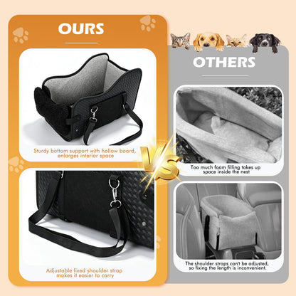 Comparison of the console dog seat bottom board and adjustable strap with other seats