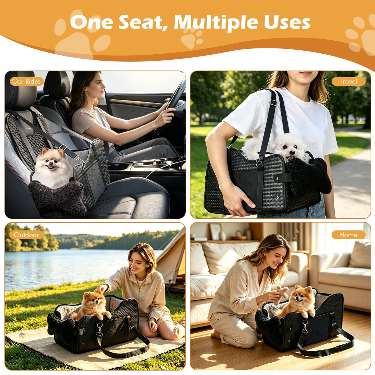 Console dog car seat used in the car, carried and outdoors