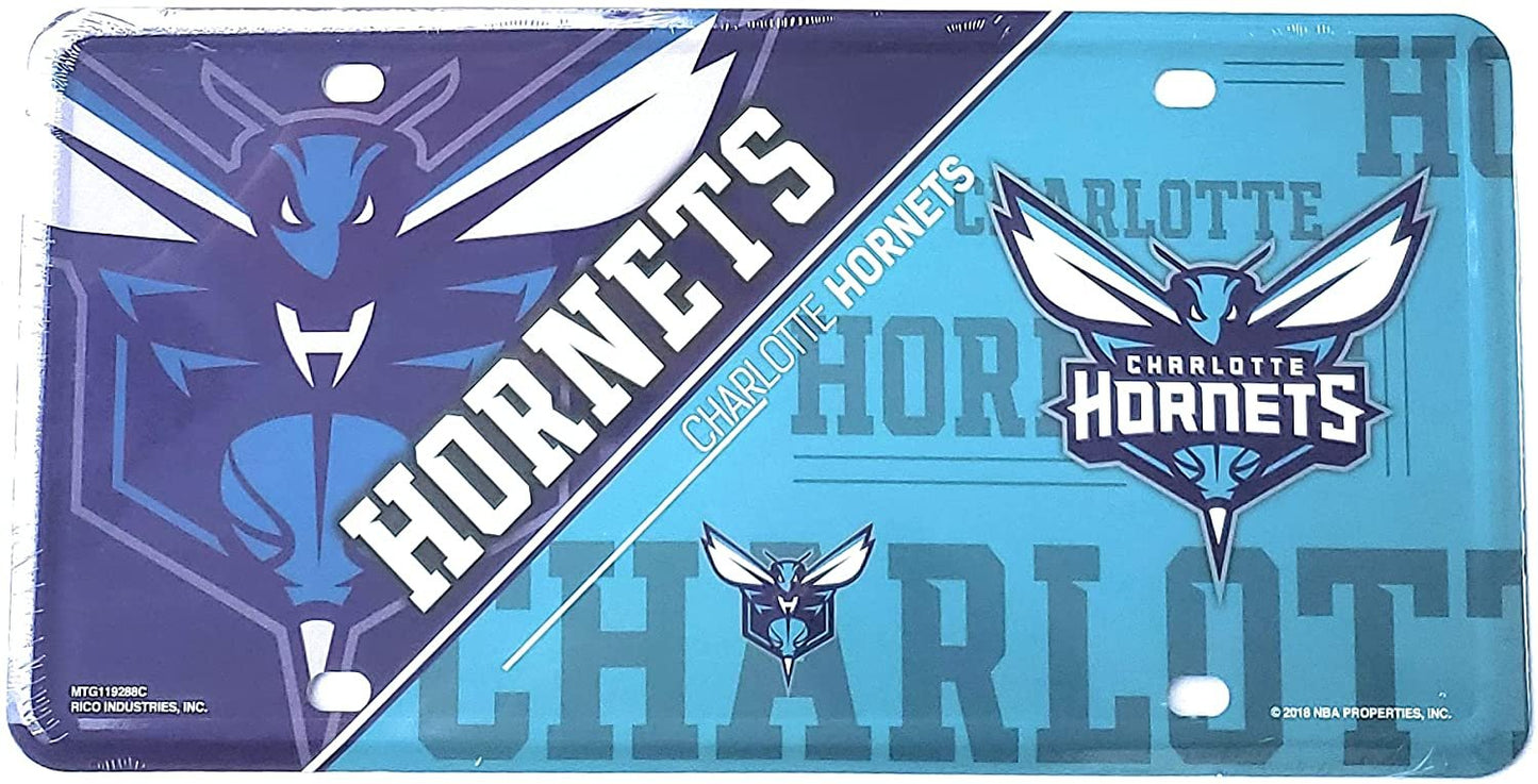 Charlotte Hornets Metal Auto Tag License Plate, Split Design, 6x12 Inch
