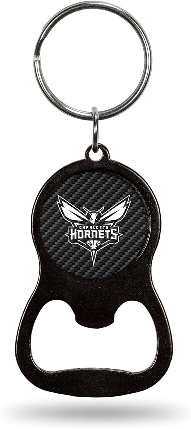 Charlotte Hornets Metal Keychain Bottle Opener Carbon Fiber Design Basketball