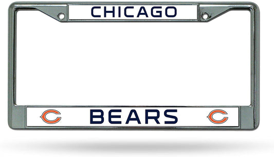Chicago Bears Premium Metal License Plate Frame Chrome Tag Cover, 12x6 Inch