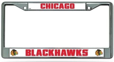 Chicago Blackhawks Premium Metal License Plate Frame Chrome Tag Cover, 12x6 Inch