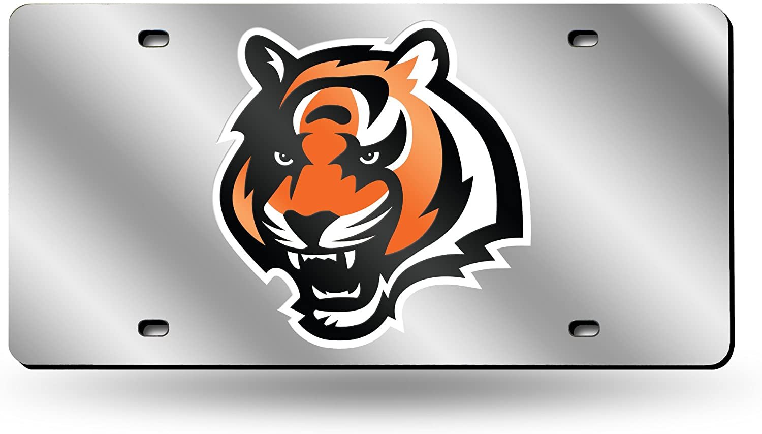 Cincinnati Bengals Premium Laser Cut Tag License Plate, Mirrored Acrylic Inlaid, 12x6 Inch