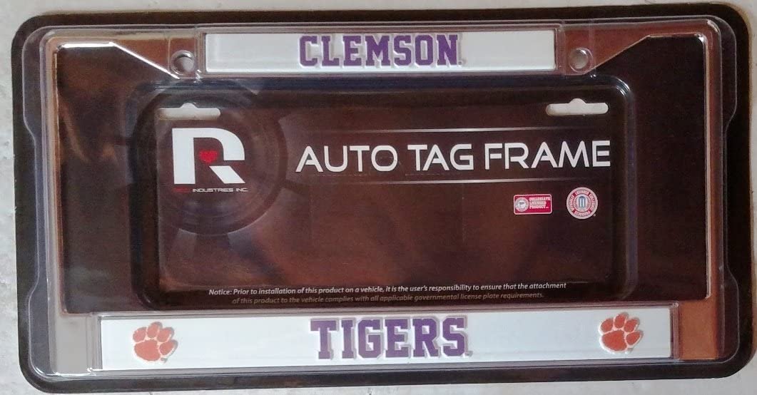Clemson University Tigers Metal License Plate Frame Chrome Tag Cover, 12x6 Inch