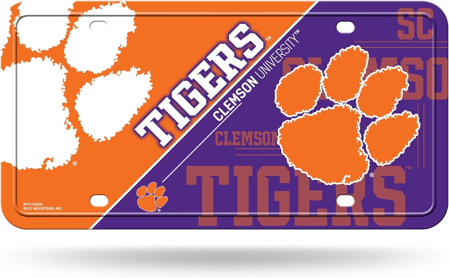 Clemson University Tigers Metal Tag License Plate, 12x6 Inch, Pre-drilled Holes