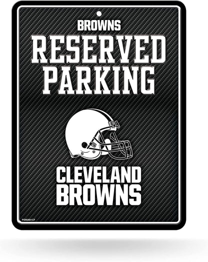 Cleveland Browns Metal Parking Novelty Wall Sign 8.5 x 11 Inch Carbon Fiber Design