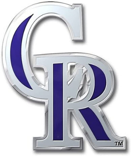 Colorado Rockies Auto Emblem, Aluminum Metal, Embossed Team Color, Raised Decal Sticker, Full Adhesive Backing