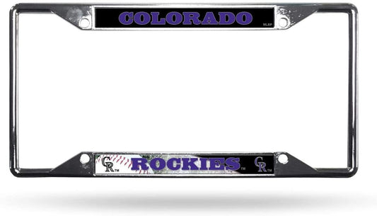 Colorado Rockies Metal License Plate Frame Chrome Tag Cover Ez View 6x12 Inch