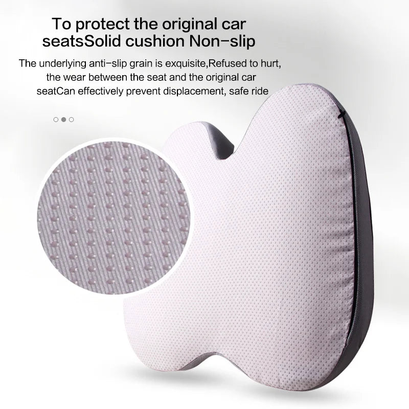 Car seat cushion with anti-slip surface on a white background
