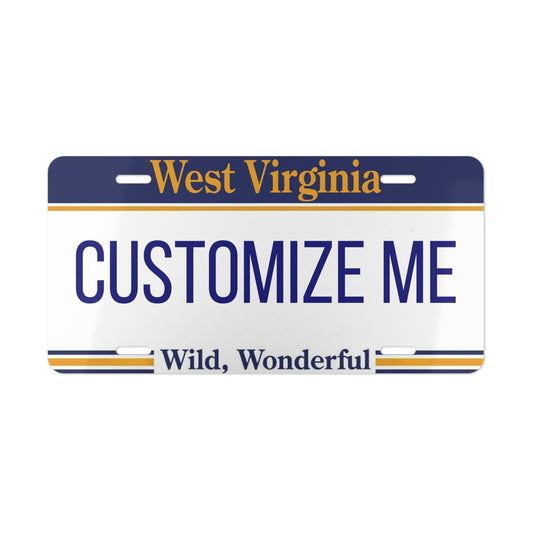 Custom Personalized West Virginia Vanity Plate - Customize Me West Virginia The Mountain State