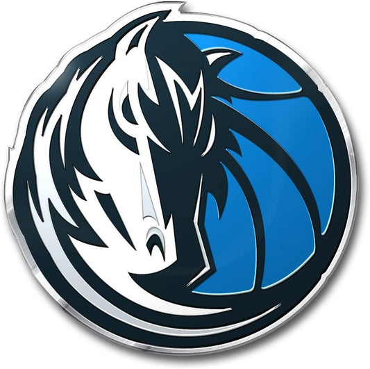 Dallas Mavericks Auto Emblem, Aluminum Metal, Embossed Team Color, Raised Decal Sticker, Full Adhesive Backing