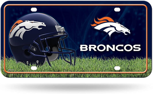 Denver Broncos Metal Auto Tag License Plate, Field Design, 6x12 Inch