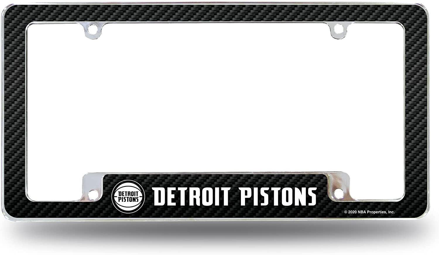 Detroit Pistons Metal License Plate Frame Tag Cover Carbon Fiber Design 12x6 Inch