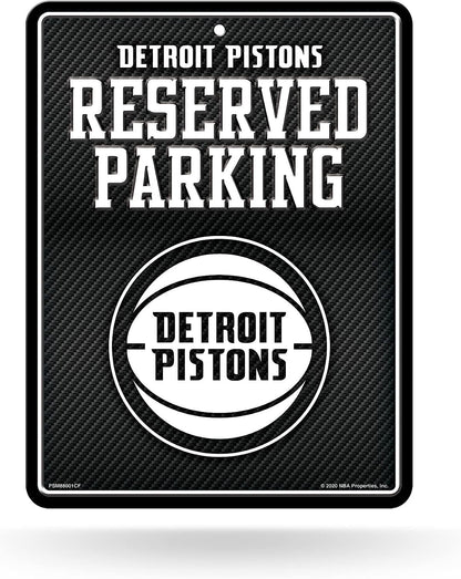 Detroit Pistons Metal Parking Novelty Wall Sign 8.5 x 11 Inch Carbon Fiber Design