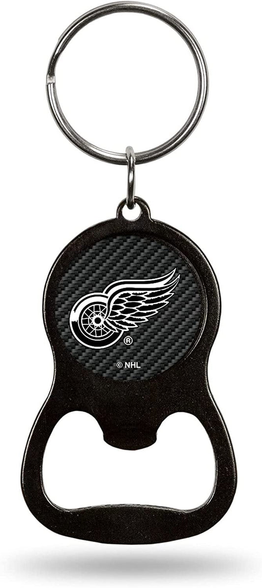 Detroit Red Wings Metal Keychain Bottle Opener, Carbon Fiber Design