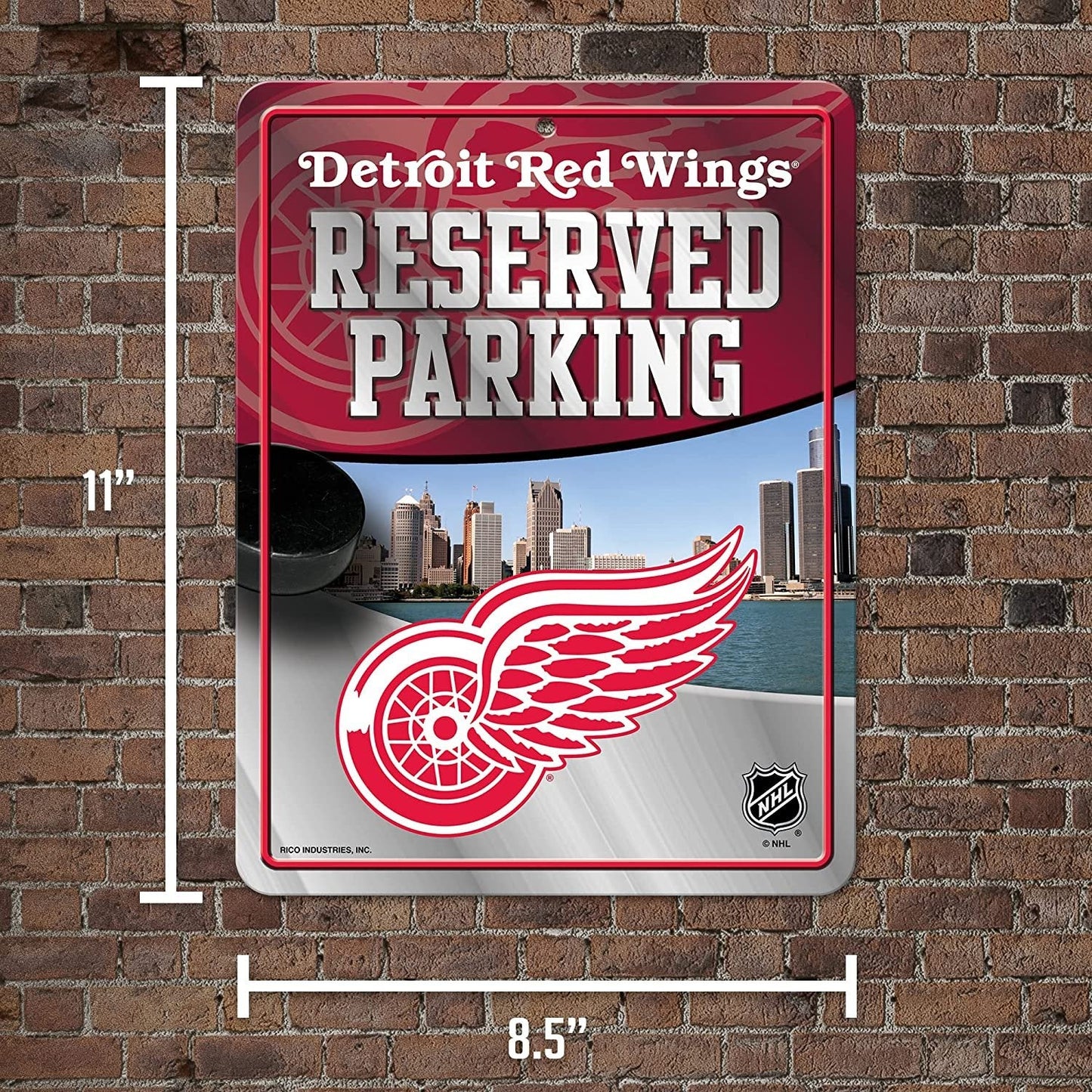 Detroit Red Wings Metal Parking Novelty Wall Sign 8.5 x 11 Inch