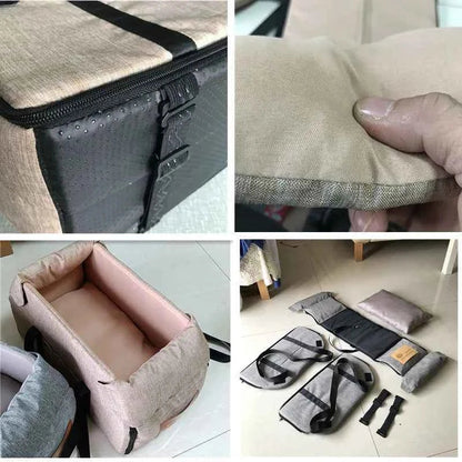 Dog Car Seat Bed & Portable Carrier – Grey or Khaki