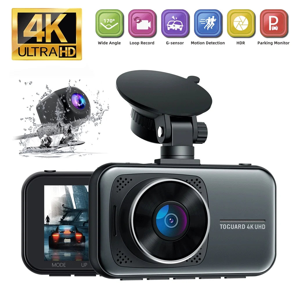 Dual Dash Camera UHD 4K Front and FHD 1080P Rear
