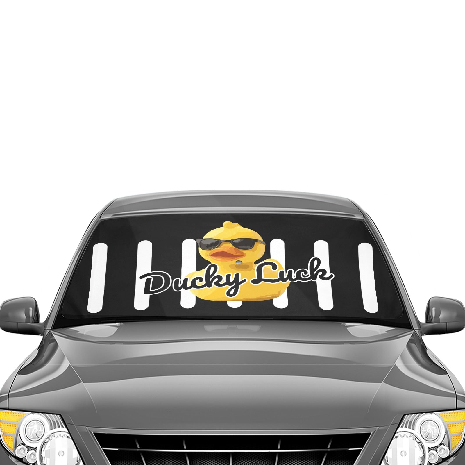 Ducky Luck Umbrella Car Sun Shade – 58" x 29" Windshield Cover (Black)