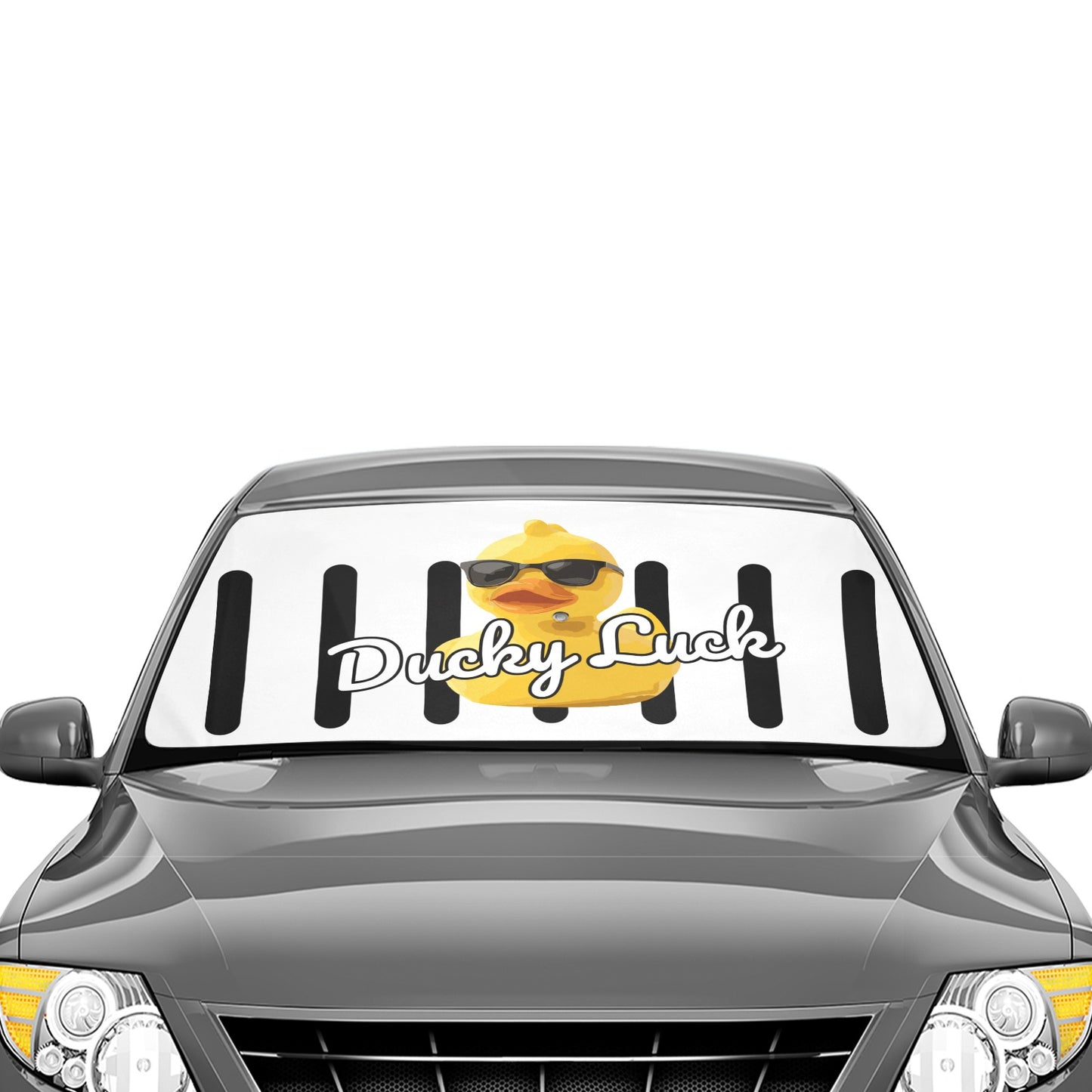 Ducky Luck Umbrella Car Sun Shade – 58" x 29" Windshield Cover (White)