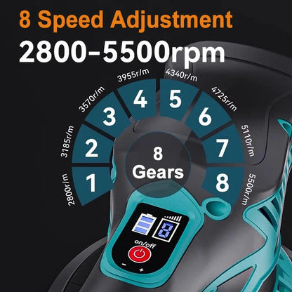 8-speed adjustment dial with digital display on a black background