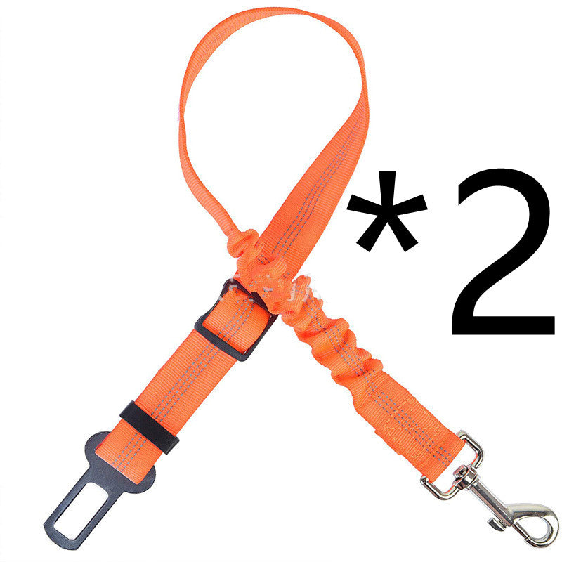 2-pack of orange elastic dog seat belt tethers
