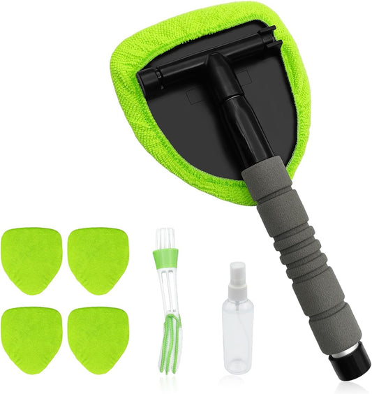 Extendable Car Windshield Cleaner Kit – 5 Reusable Microfiber Pads