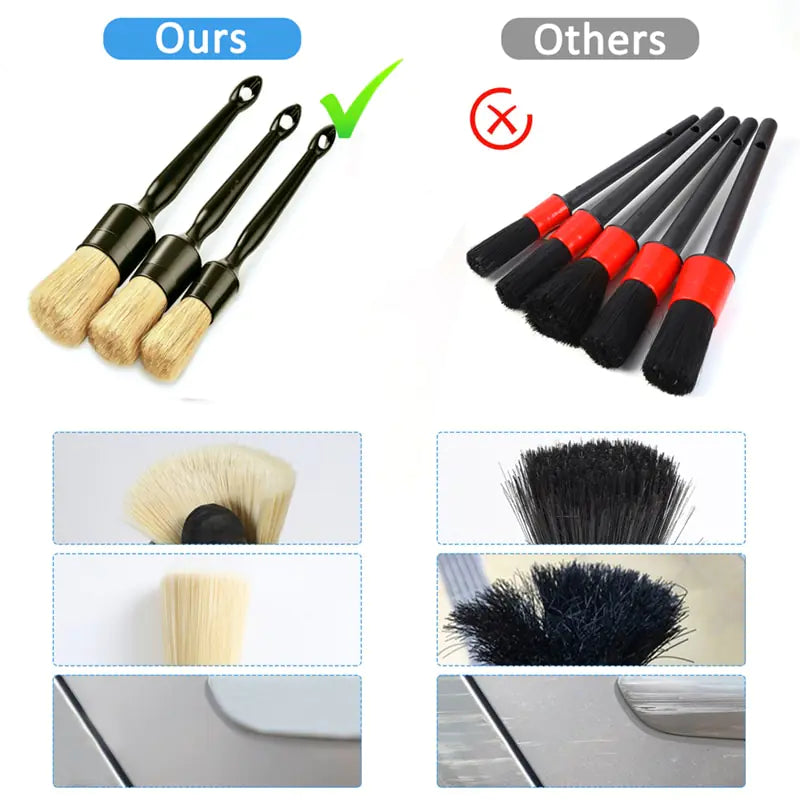 Car Exterior Interior Detail Boar Hair Bristle Brushes