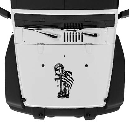 Fallen Soldier Tribute Hood Graphic – Military Memorial Jeep Hood Decal (12" × 21")