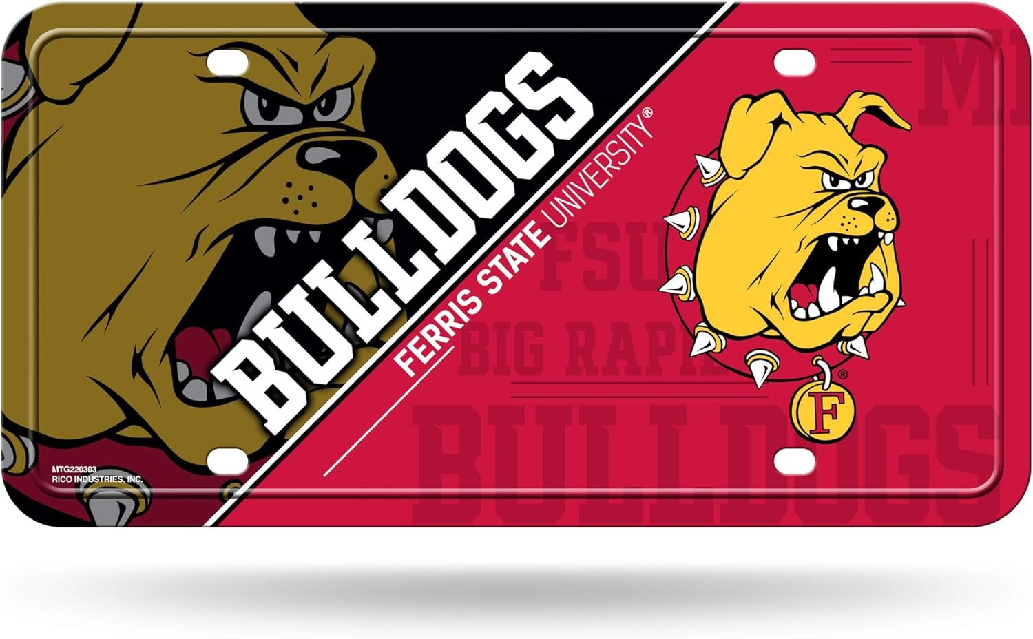 Ferris State University Bulldogs Metal Tag License Plate, 12x6 Inch, Pre-drilled Holes