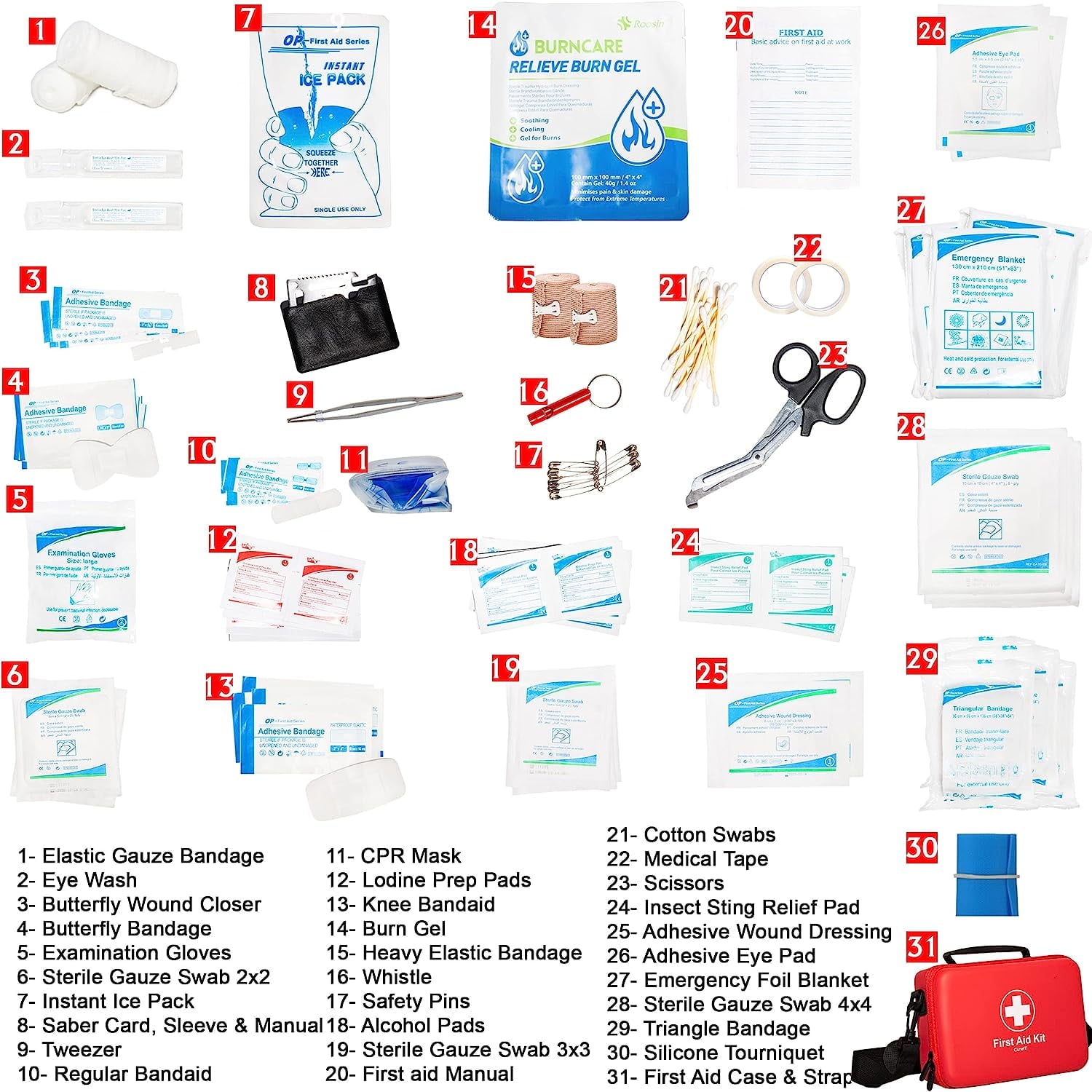First Aid Car Kit Waterproof Emergency Survival Travel Kit (152 pieces)
