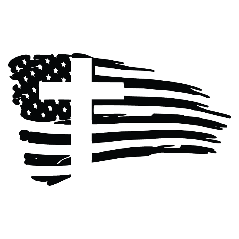 Flag Cross Hood Graphic – Patriotic Christian Jeep Hood Decal (20.5" × 34.5")