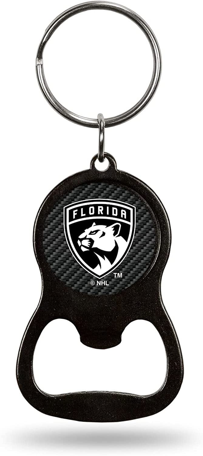 Florida Panthers Keychain Bottle Opener Carbon Fiber Design Metal Hockey