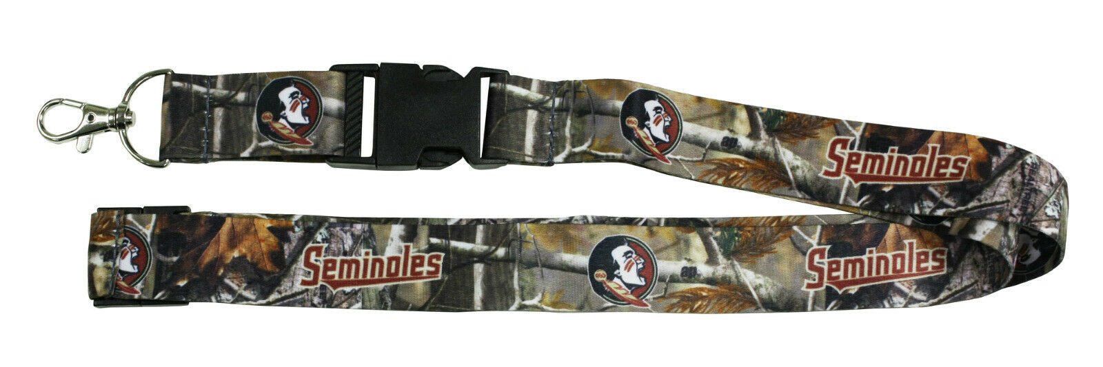 Florida State University Seminoles Camo Lanyard Keychain Double Sided Breakaway Safety Design Adult 18 Inch