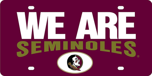 Florida State University Seminoles FSU Premium Laser Cut Tag License Plate, we Are, Mirrored Acrylic Inlaid, 6x12 Inch
