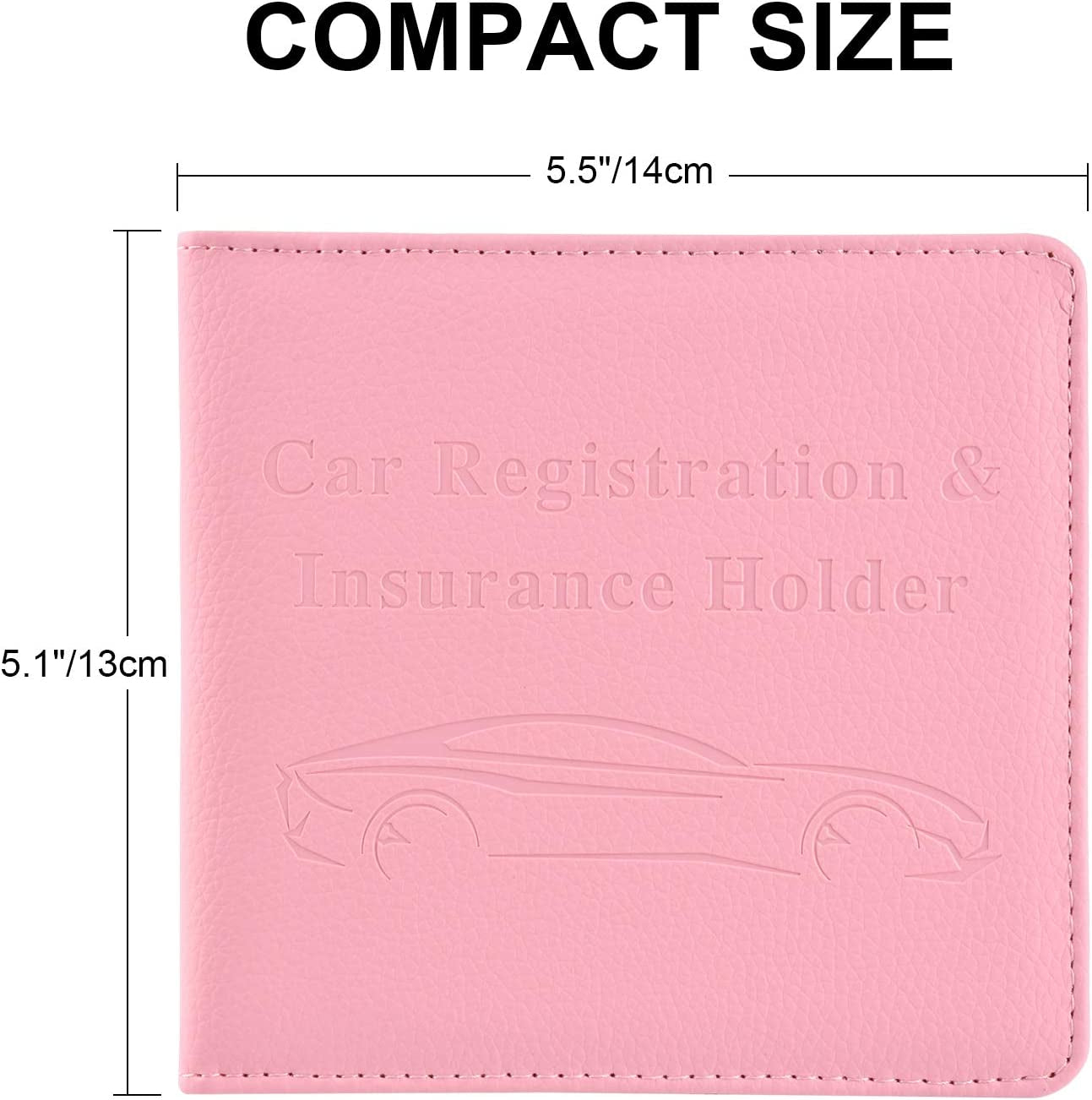 Foldable Pink Car Registration and Insurance Holder for Vehicle Glove Box