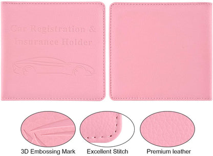 Foldable Pink Car Registration and Insurance Holder for Vehicle Glove Box