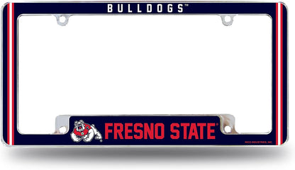 Fresno State University Bulldogs Metal License Plate Frame Chrome Tag Cover Alternate Design 6x12 Inch