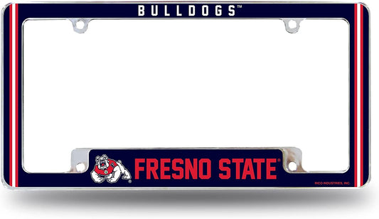 Fresno State University Bulldogs Metal License Plate Frame Chrome Tag Cover Alternate Design 6x12 Inch
