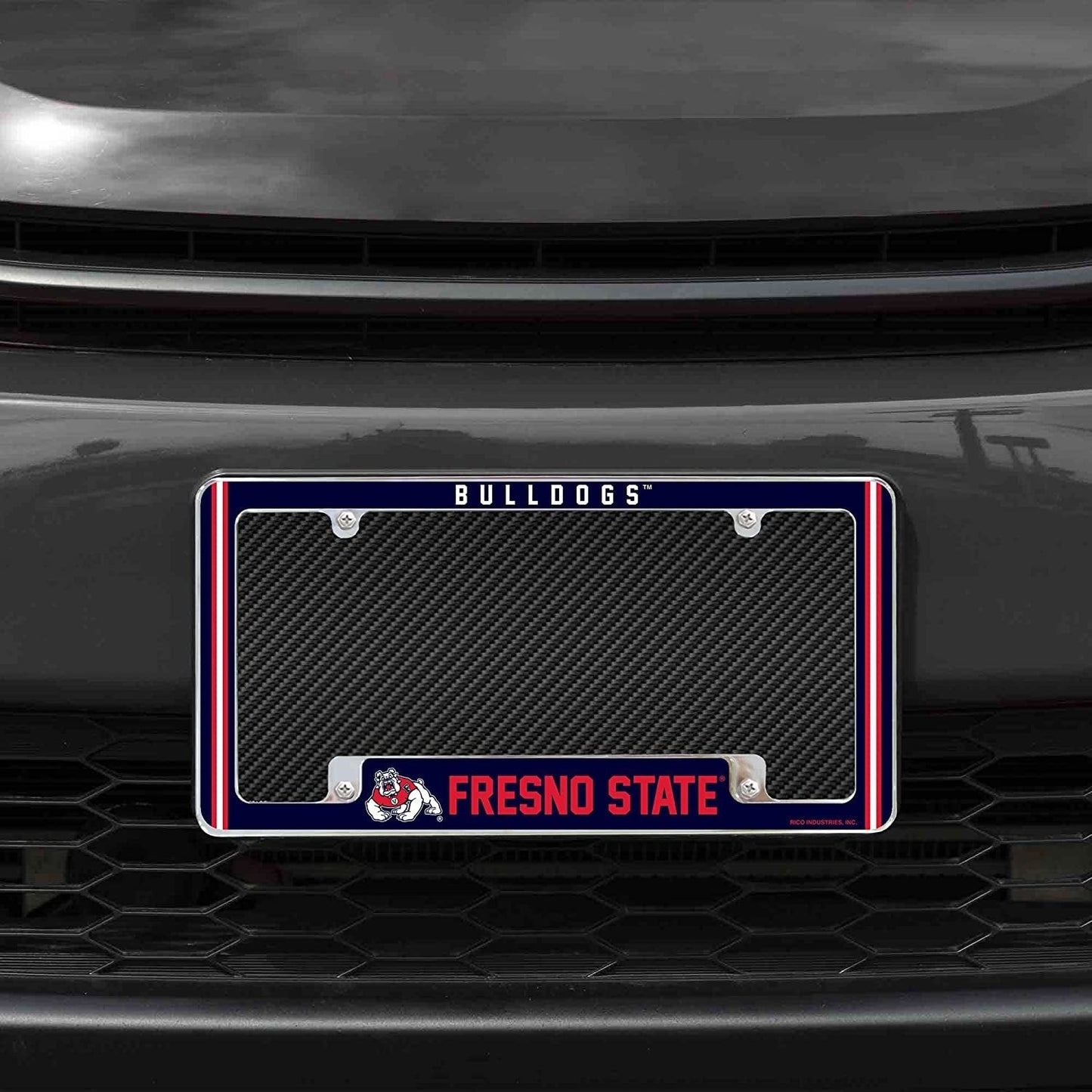 Fresno State University Bulldogs Metal License Plate Frame Chrome Tag Cover Alternate Design 6x12 Inch
