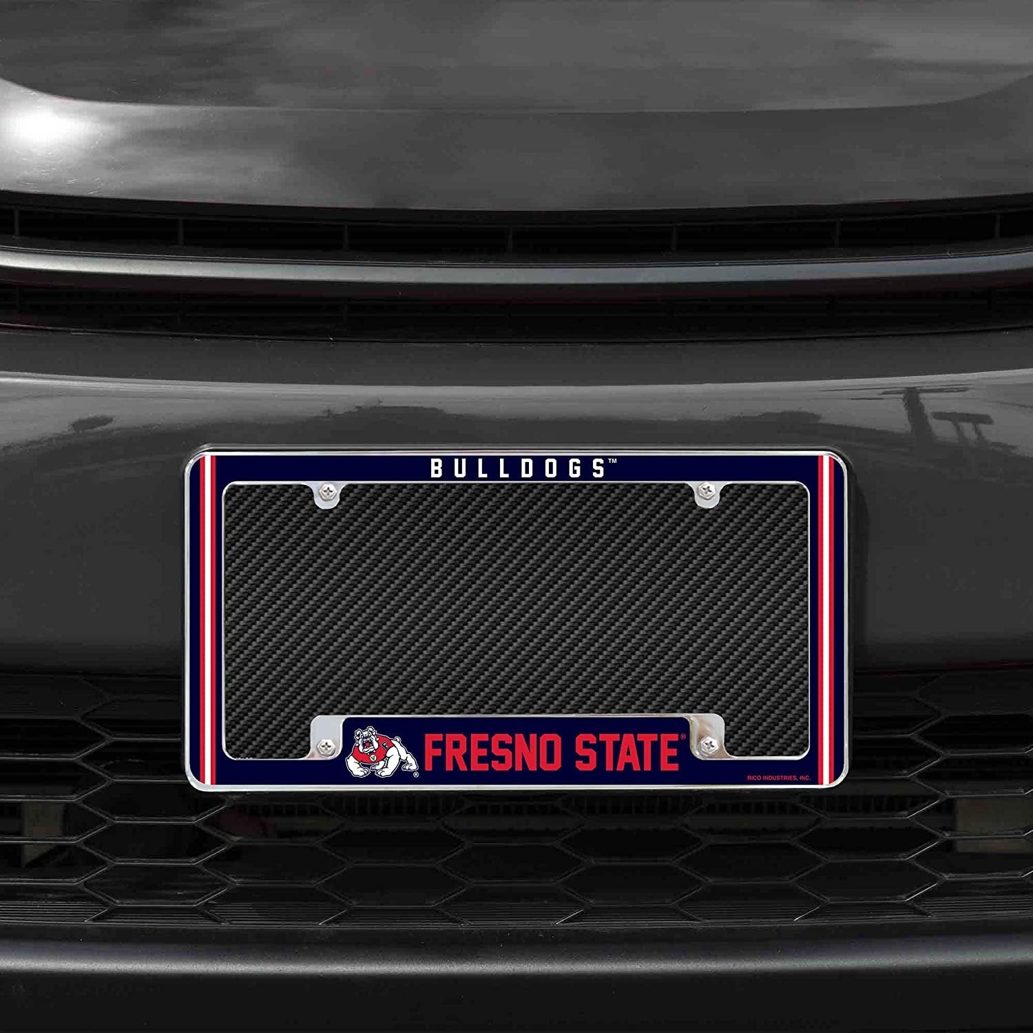 Fresno State University Bulldogs Metal License Plate Frame Chrome Tag Cover Alternate Design 6x12 Inch