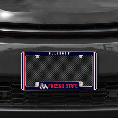 Fresno State University Bulldogs Metal License Plate Frame Chrome Tag Cover Alternate Design 6x12 Inch