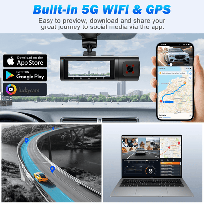 Front and Rear 4K Full HD Dash Cam with Built-In Wifi GPS & Super Night Vision