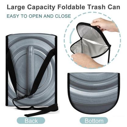 Galvanized Steel Look Car Trash Can Bag – Waterproof Hanging Garbage Storage Organizer